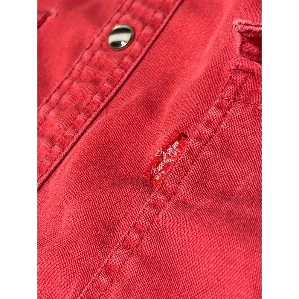 Vintage 90s Levis Modern Authentics Red Western Pearl Snap Retro Shirt Cotton